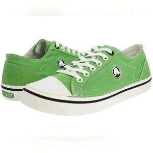 Crocs Hover Lace Up Canvas Athletic  Tennis Sneaker Shoes Green Womens 7 US M